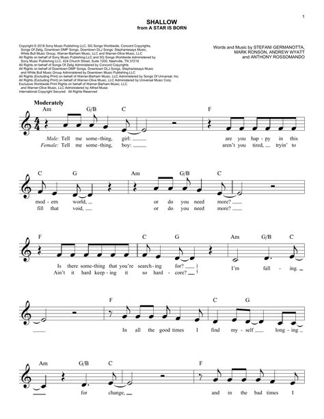 Shallow (from A Star Is Born) von Lady Gaga & Bradley Cooper Noten zum