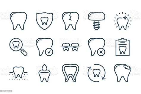 Vetores De Ícones De Linha Relacionados À Odontologia E Ortodontia E