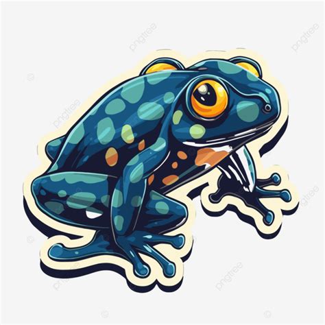 Cartoon Green Frog Sticker On A Blue Background Clipart Vector Sticker