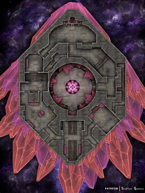 Free Ttrpg Battlemap Cosmic Crystal Spaceship • Seafoot Games