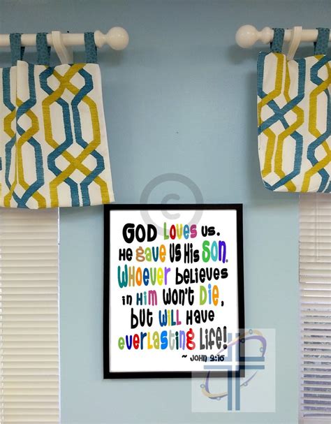 John 316 Printable Bible Poster Scripture Verse Kids Classroom