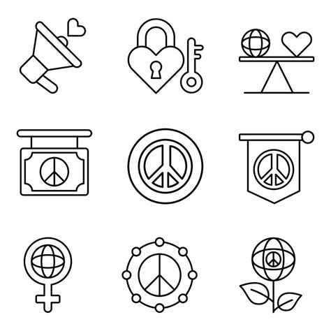 World Peace Line Icosn Set 4236541 Vector Art At Vecteezy