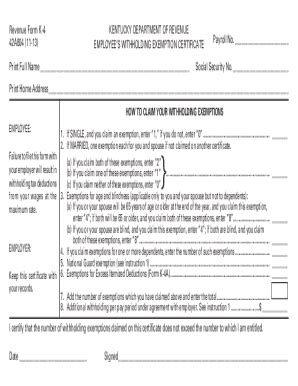 Fillable Online Revenue Form K Kentucky Department Of Revenue A