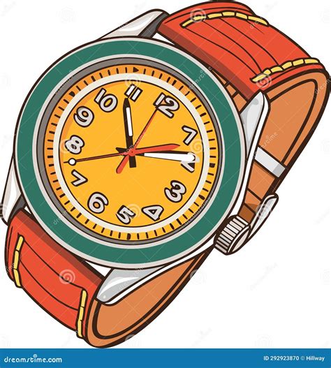 Cartoon Style Classic Mens Wrist Watch Vector Stock Vector