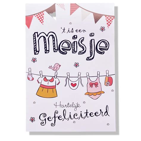 T Is Een Meisje Hartelijk Gefeliciteerd Luxe Geboorte Wenskaart