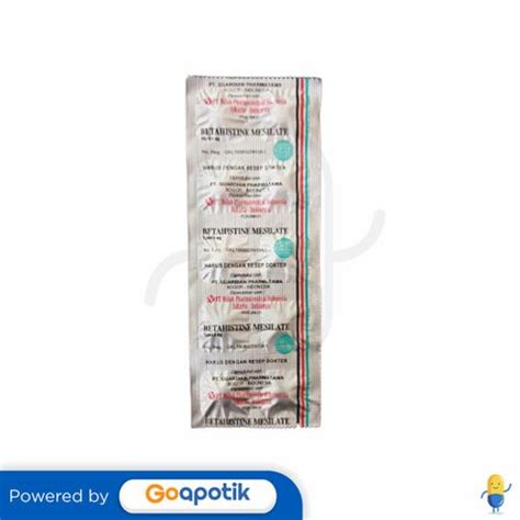 BETAHISTINE MESILATE NULAB 6 MG STRIP 10 TABLET Kegunaan Efek