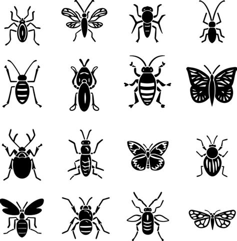 Insects Collection Black And White Silhouette Vector Illustration Premium Ai Generated Vector