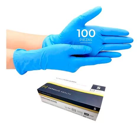 Guantes De Nitrilo Libre De Latex Sin Polvo Azul Negro 100pz Talla