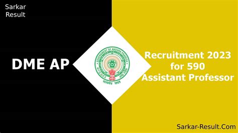 Dme Ap Recruitment For Assistant Professor Dme Ap Nic In