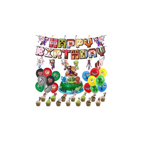 Minecraft Birthday Decorations Gaming Theme Party Supplies Including