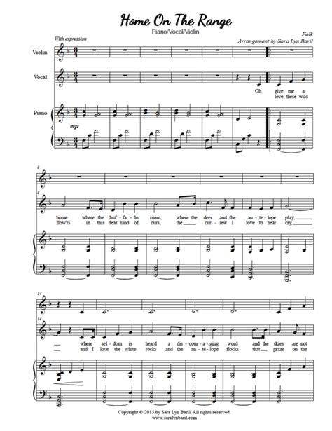 Home On The Range - PDF Sheet Music | Sara Lyn Baril