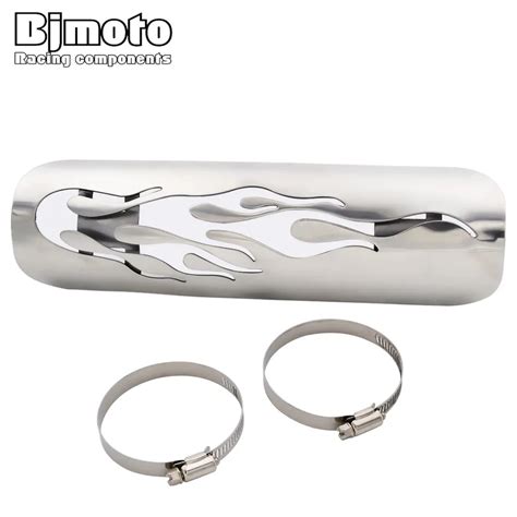 Chrome Universal Motorcycle Exhaust Muffler Pipe Leg Protector Heat Shield Cover For Harley