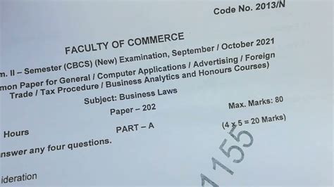 Ou B Nd Semester Business Law Questions Paper Ou Business