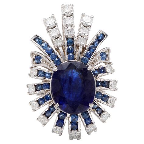 Carats Natural Blue Sapphire And Diamond K Solid White Gold