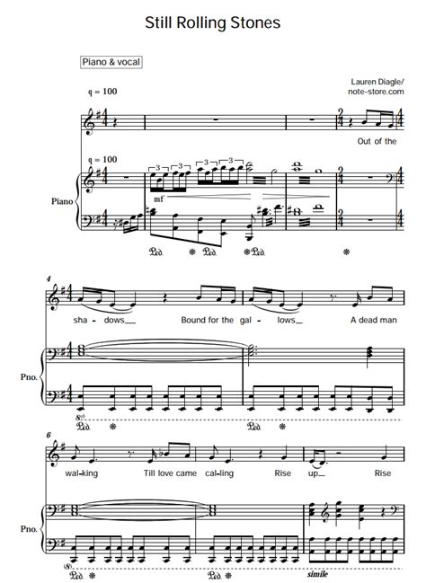 Lauren Daigle - Still Rolling Stones sheet music for piano with letters ...