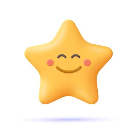 Étoile Jaune Heureux Emoji Smiley Visage émoticône Icône De Vecteur 3d