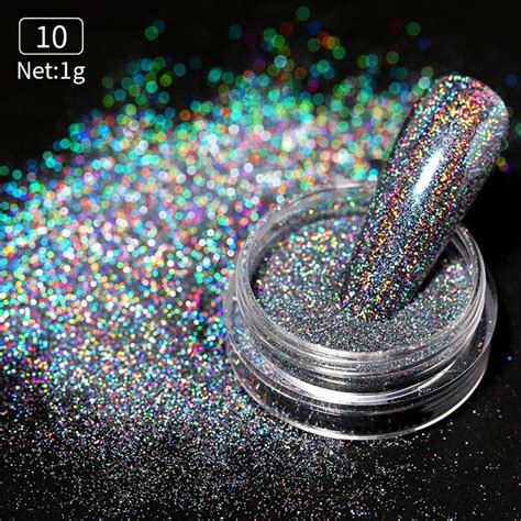 iridescent Powder On Nails iridescent Silver Red Glitter Chrome ...