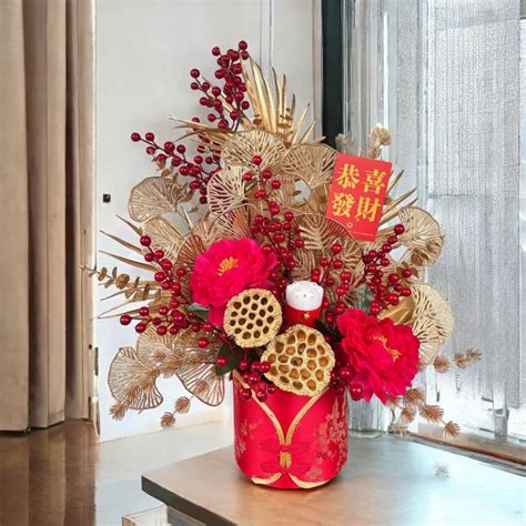 Pussy Willow And Artificial Flowers CNY Arrangement Blooming
