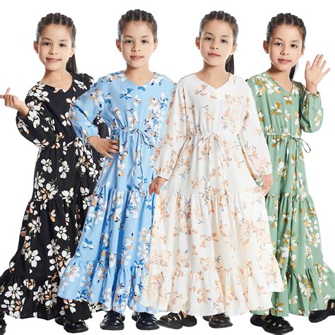 Muslim Kids Fashion Islamic Jilbab Children Clothes Long Maxi Dress ...