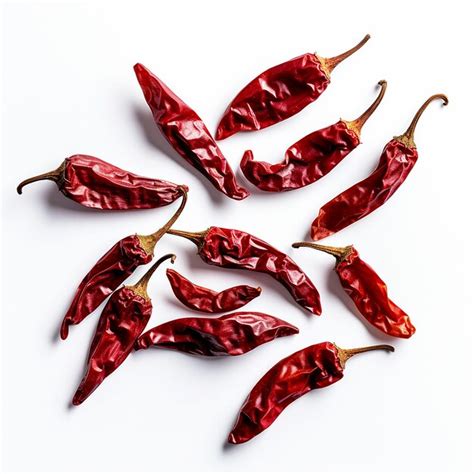 Premium Photo Fiery Red Dried Chili Peppers On White Background