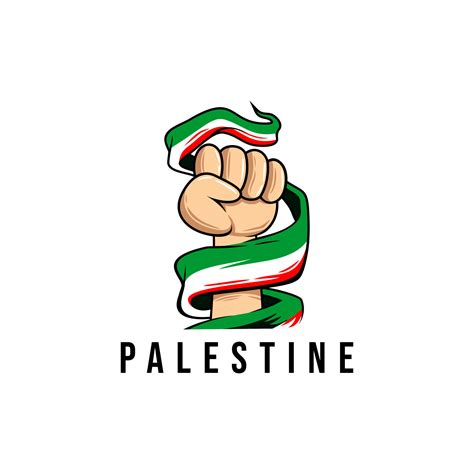 Hand Holding Palestine Flag Vector Template Free Palestine Ribbon