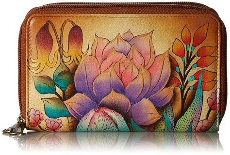 Anuschka Womens Genuine Leather Twin Zip Organizer Wallet Holds Up