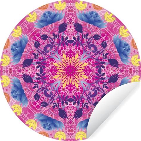 WallCircle Muurstickers Behangcirkel Mandala Kleurrijk 80x80 Cm