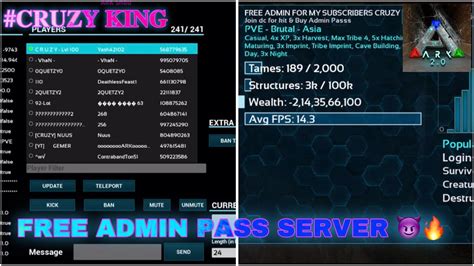 Ark Mobile Free Admin Pass Server Youtube