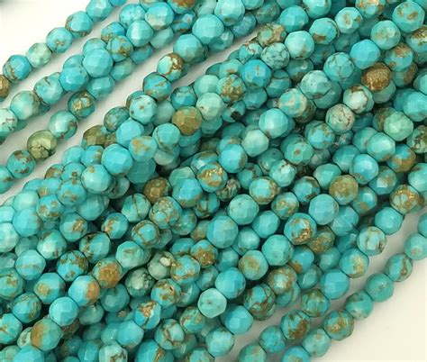 Faceted Turquoise 2mm And 3mm Natural Round Beads Real Genuine Natural