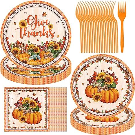 Thanksgiving Plates and Napkins Sets Disposable - WF Shopping