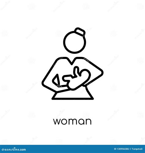 Woman Breastfeeding Icon Trendy Modern Flat Linear Vector Woman Stock