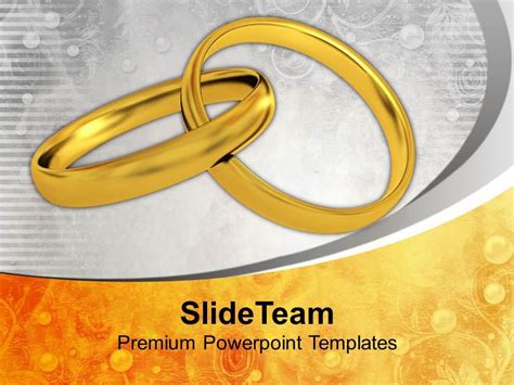 Pair Of Golden Rings Wedding Powerpoint Templates Ppt Backgrounds For