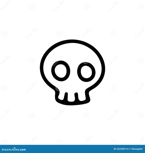 Hand Drawn Line Art Halloween Skull Illustration Isolated On White