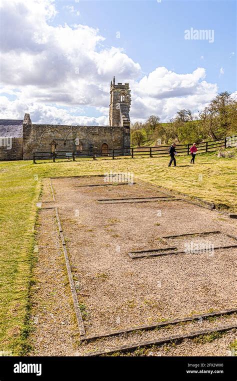 The ruins of St Martins church at Wharram Percy Deserted Medieval ...