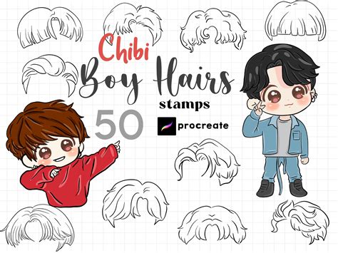 Procreate Chibi Boy Hair Stamp Brushes 50 Chibi Hair Brushes - Etsy Canada