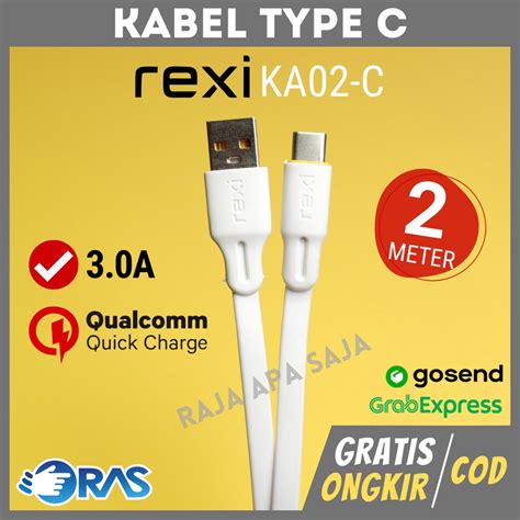 Jual Kabel Data Charger Type C 2 Meter Fast Charging 3A REXI Casan HP