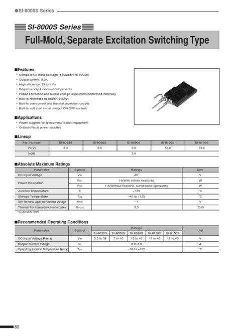 SI-8050S datasheet, converter equivalent, Sanken electric