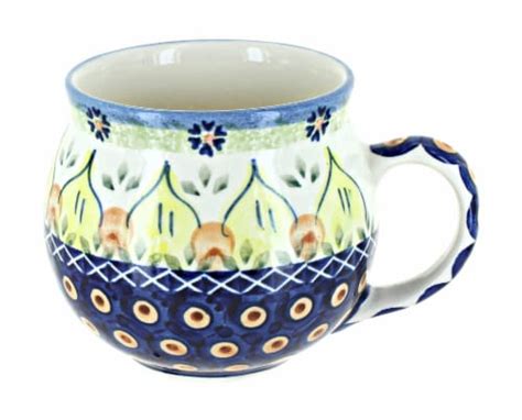 Blue Rose Polish Pottery Sunburst Bell Shaped Mug 1 Kroger