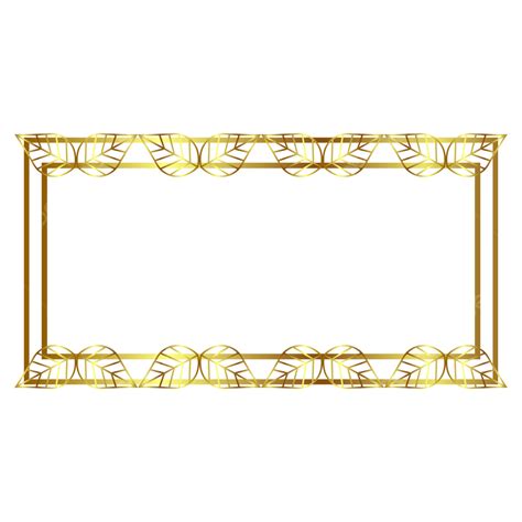 Gold Rectangle Frame Vector PNG Images, Rectangle Gold Frame With Leaf ...