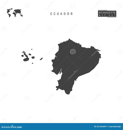 Ecuador Vector Map Isolated On White Background High Detailed Black