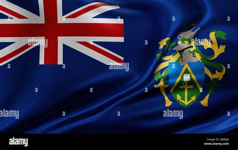 Pitcairn Islands Flag Full Screen Background Silk Farbric Close Up