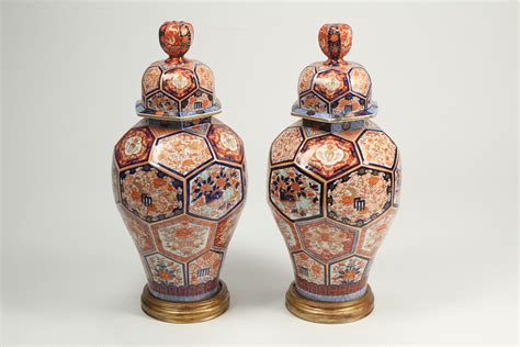 Pair Of Large 19th Century Japanese Imari Porcelain Temple Jars With