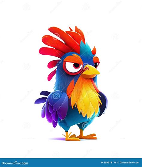 Illustration of Colorful Angry Rooster Cartoon on White Background, AI ...