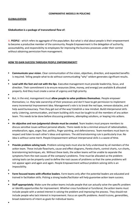 Leacop NOTE - notes about comparative police system - COMPARATIVE