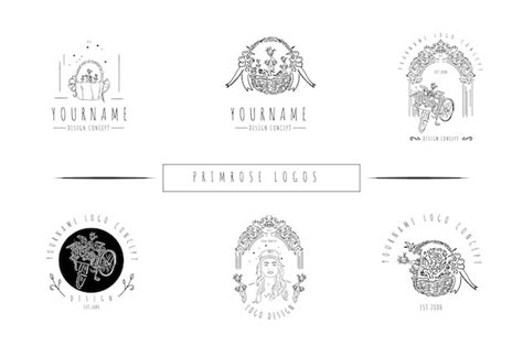 Pack De Logos De Fleurs Collection D Art En Ligne Minimaliste Vecteur