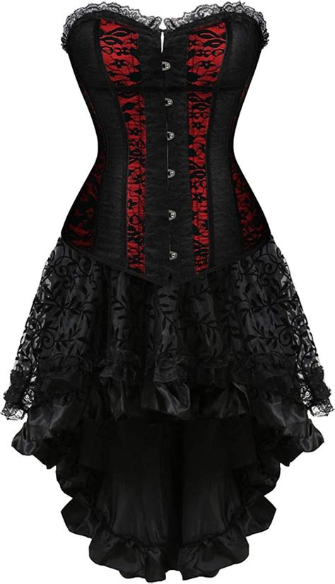 Nvfshreu Señoras Steampunk Vestido Corsé Gótico Vintage Moda De Festivo