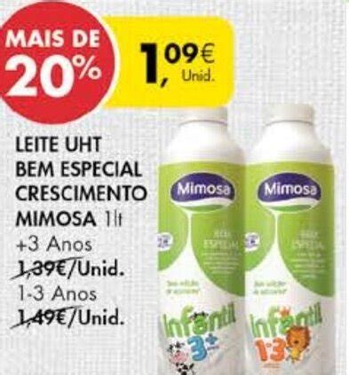 Promoção Leite UHT Bem Especial Crescimento Mimosa 1lt em Pingo Doce