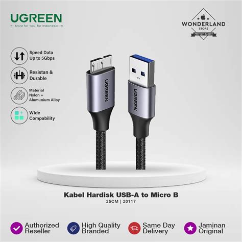 Jual Ugreen Kabel Hardisk Usb30 Usb A To Micro B Usb B 25cm Data Sync Shopee Indonesia