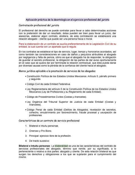 Aplicación Práctica De La Deontología En El Ejercicio Profesional Del Jurista Aplicación