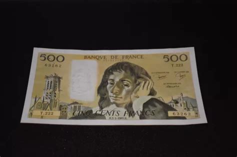 BILLET DE BANQUE de France de 500 Francs Pascal de 1988 Très Craquant